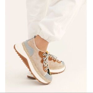 Free People Aura Espadrille Sneakers Shoes Tan Gray Size 40